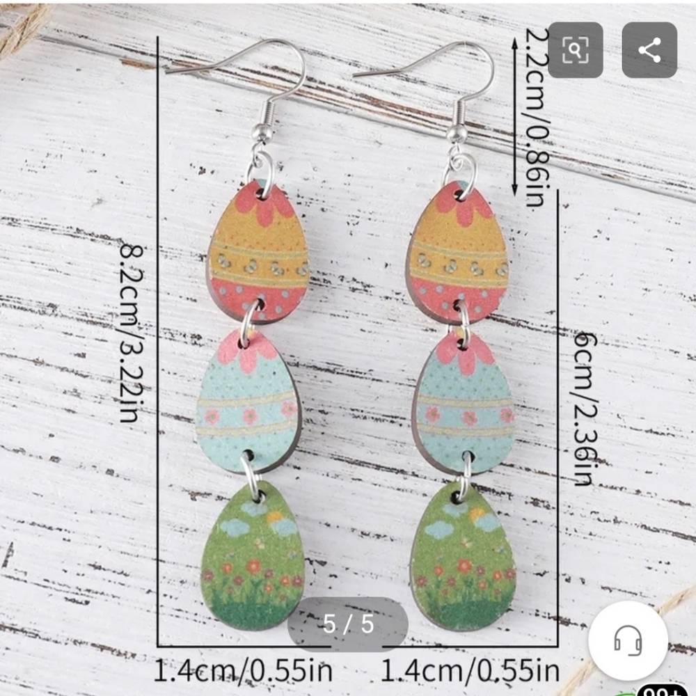 Easter Eggs Drop Earrings Wood - Picture 9 of 14